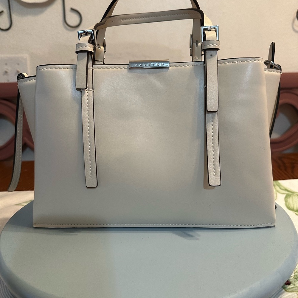 Halston Heritage Cream Satchel with Structured Design